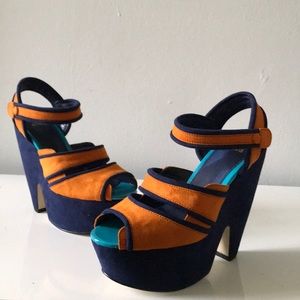 Faux suede platform heels